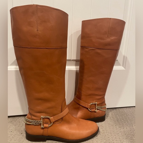 Lauren Ralph Lauren Shoes - Lauren Ralph Lauren Jacqui Riding Boots with Chain accent Camel color Size: 7.5